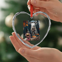Thanksgiving Funny Bigfoot Turkey Selfie Heart Crystal Glass Ornament - Wonder Print Shop