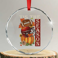 Thanksgiving Tis The Season Crystal Glass Ornament American Football Pumpkin Fall Season TS11