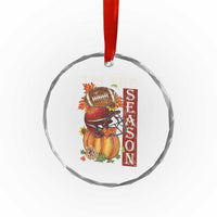 Thanksgiving Tis The Season Crystal Glass Ornament American Football Pumpkin Fall Season TS11
