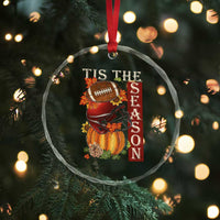 Thanksgiving Tis The Season Crystal Glass Ornament American Football Pumpkin Fall Season TS11