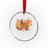 Thanksgiving Turkey Dabbing Crystal Glass Ornament Six Seven Meme Trending Gift - Wonder Print Shop
