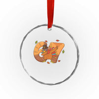 Thanksgiving Turkey Dabbing Crystal Glass Ornament Six Seven Meme Trending Gift TS12
