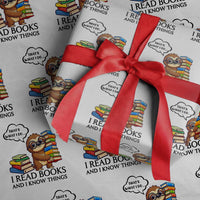 That Is What I Do I Read Books Wrapping Paper Roll Funny Sloth Book Lover - Wonder Print Shop
