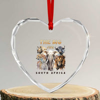 The Big Five South Africa Heart Crystal Glass Ornament Elephant Lion Rhino Buffalo Leopard Animals Safari Wildlife - Wonder Print Shop