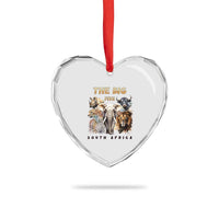 The Big Five South Africa Heart Crystal Glass Ornament Elephant Lion Rhino Buffalo Leopard Animals Safari Wildlife - Wonder Print Shop