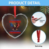 The Metric System Can't Measure Freedom Heart Crystal Glass Ornament Funny Patriotic Eagle 4th of July USA Flag - Wonder Print Shop