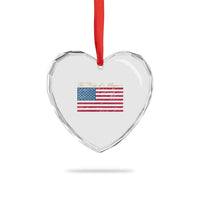 The Pledge of Allegiance Heart Crystal Glass Ornament US Military Veteran Patriotic American Flag