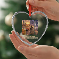 The Sooner State Pride Heart Crystal Glass Ornament Gift for Oklahomans