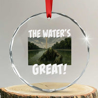 The Water is Great Swamp Monster Reflecting Pool Crystal Glass Ornament Funny Washington DC Algae Creature Meme