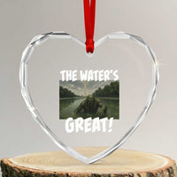 The Water is Great Swamp Monster Reflecting Pool Heart Crystal Glass Ornament Funny Washington DC Algae Creature Meme