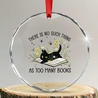 There Is No Such Thing As Too Many Books Crystal Glass Ornament Cute Kitty Reading Book TS12