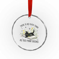 There Is No Such Thing As Too Many Books Crystal Glass Ornament Cute Kitty Reading Book TS12