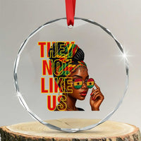 They Not Like Us Afro Queen Crystal Glass Ornament Melanin Magic Woman witth Headwrap and Sunglasses - Wonder Print Shop