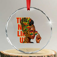 They Not Like Us Afro Queen Crystal Glass Ornament Melanin Magic Woman witth Headwrap and Sunglasses TS02