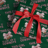 This Girl Loves Her Cowboys Wrapping Paper Roll Pink Bow Football Fan Gift - Wonder Print Shop