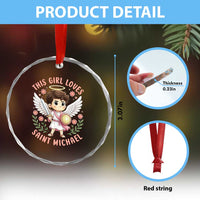 This Girl Loves Saint Michael Crystal Glass Ornament Religious Faith Gift