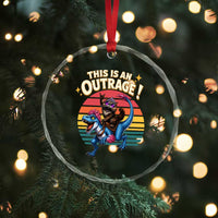 This Is An Outrage Cat Riding Dinosaur Crystal Glass Ornament Sci-Fi Book Lover Gift
