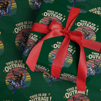 This Is An Outrage Cat Riding Dinosaur Wrapping Paper Roll Sci-Fi Book Lover Gift
