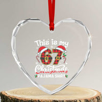 This Is My 67 Christmas Pajama Heart Crystal Glass Ornament Funny Six Seven Buffalo Plaid Sleep Shirt Hot Xmas - Wonder Print Shop