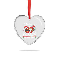 This Is My 67 Christmas Pajama Heart Crystal Glass Ornament Funny Six Seven Buffalo Plaid Sleep Shirt Hot Xmas - Wonder Print Shop