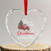 This Is My Christmas Movie Watching Heart Crystal Glass Ornament Vintage Red Truck - Wonder Print Shop