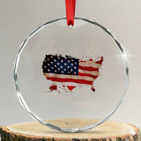 This Is The Turning Point Crystal Glass Ornament Patriotic American Map Vintage USA Flag TS11