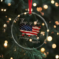 This Is The Turning Point Crystal Glass Ornament Patriotic American Map Vintage USA Flag TS11