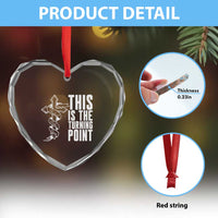 This is the Turning Point Heart Crystal Glass Ornament Husband Father Patriot Charlie Kirk Tribute Christian Faith - Wonder Print Shop