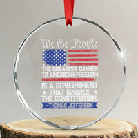 Thomas Jefferson Crystal Glass Ornament The Greatest Danger To Freedom Patriotic USA Flag TS10