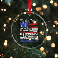 Thomas Jefferson Crystal Glass Ornament The Greatest Danger To Freedom Patriotic USA Flag TS10