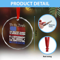 Thomas Jefferson Crystal Glass Ornament The Greatest Danger To Freedom Patriotic USA Flag TS10