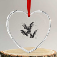Three Bats Y2k Heart Crystal Glass Ornament Vintage 90s Style Bat Gothic Occult Halloween Bat Graphic