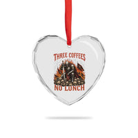 Three Coffees No Lunch Heart Crystal Glass Ornament Funny Medieval Knight Coffee Lover