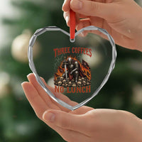 Three Coffees No Lunch Heart Crystal Glass Ornament Funny Medieval Knight Coffee Lover