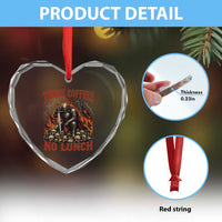 Three Coffees No Lunch Heart Crystal Glass Ornament Funny Medieval Knight Coffee Lover