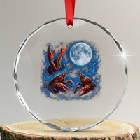 Three Crawfish Moon Crystal Glass Ornament Lobster Howling To The Moon Vintage Moon Animals