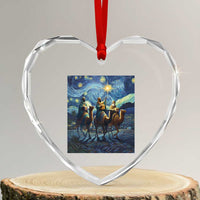 Three Kings Heart Crystal Glass Ornament Nativity Scene Starry Night Christian Christmas - Wonder Print Shop