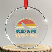 Three Rex 3rd Birthday Crystal Glass Ornament 3 Years Old Dinosaur Bday Boy TS02
