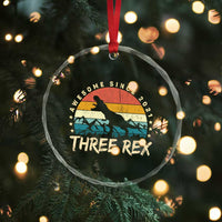 Three Rex 3rd Birthday Crystal Glass Ornament 3 Years Old Dinosaur Bday Boy - Wonder Print Shop