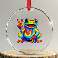 Tie-Dye Frog Peace Sign Hippie Crystal Glass Ornament Toad Trends Effect Printing - Wonder Print Shop