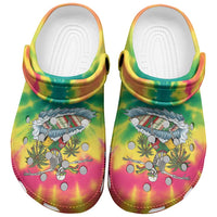 Tie-Dye Skeleton Surfing Lithuania Clogs Shoes It’s 5 O’Clock Somewhere - Wonder Print Shop