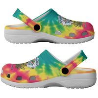 Tie-Dye Skeleton Surfing Lithuania Clogs Shoes It’s 5 O’Clock Somewhere - Wonder Print Shop