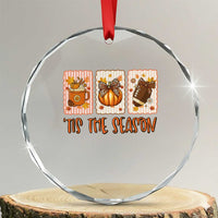 Tis The Season Fall Thanksgiving Crystal Glass Ornament American Football Pumpkin Postage Stamps TS11