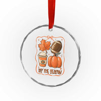 Tis The Season Fall Thanksgiving Crystal Glass Ornament Retro Coquette Bow American Football Pumpkin TS11