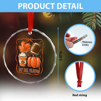 Tis The Season Fall Thanksgiving Crystal Glass Ornament Retro Coquette Bow American Football Pumpkin TS11