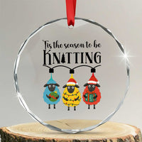 Tis The Season To Be Knitting Crystal Glass Ornament Christmas Gift TS12