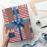 Together We Are America Vintage Football Wrapping Paper Roll Classic Patriotic Sports Bunny Inspirational Quote