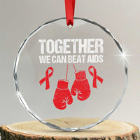Together We Can Beat AIDS Crystal Glass Ornament Boxing HIV Awareness Gift - Wonder Print Shop
