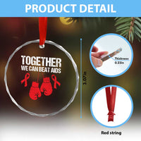 Together We Can Beat AIDS Crystal Glass Ornament Boxing HIV Awareness Gift TS12