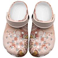 Tonga Ngatu Pattern With Light Tabasco Hibiscus Clogs Shoes Oil Painting Style - Wonder Print Shop